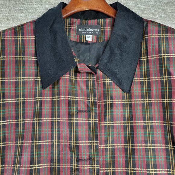 Chad Stevens Women’s 2-Piece Plaid Taffeta Velvet Suit Set Size 18 Made in USA - Picture 3 of 16